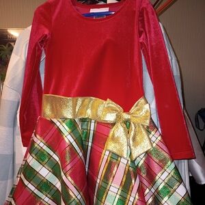 Festive Red and Gold Kids Formal Dress